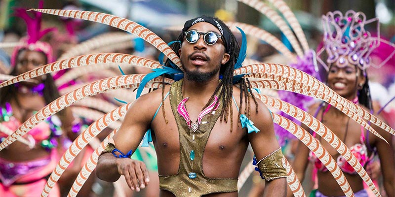 Performer at Leeds West Indian Carnival, Leeds, West Yorkshire